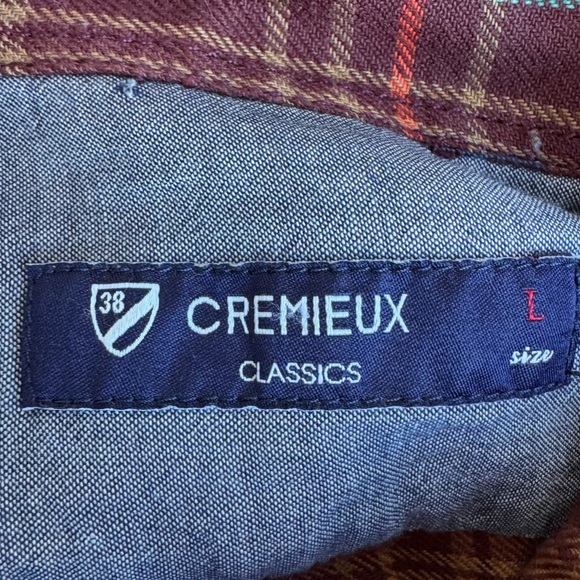Cremieux Button Down Men Large Red Plaid Long Sleeve Reinforced Elbow luxury - Picture 2 of 11